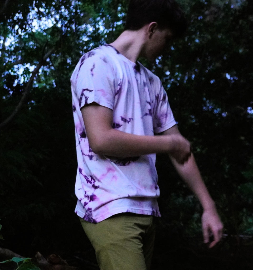 T-SHIRT, PINK-RUST, SHIBORI TIE-DYE, COTTON