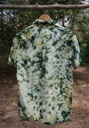 MADRAS SS SHIRT, GREEN, SHIBORI CRUSHING, COTTON