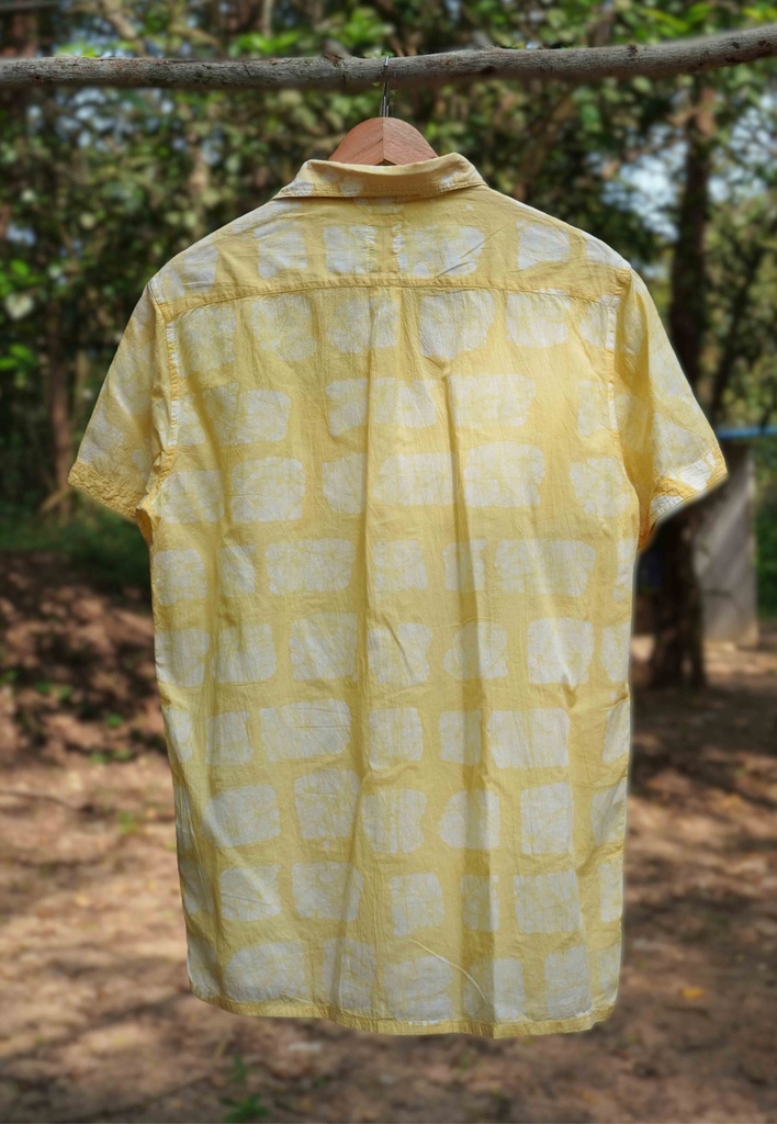 MADRAS SS SHIRT, YELLOW, BATIK SQUARES, COTTON