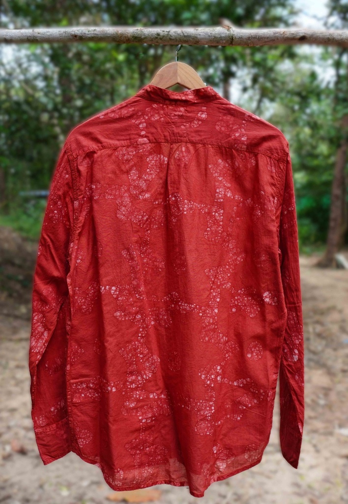 MAO LS SHIRT, RED, BATIK, COTTON