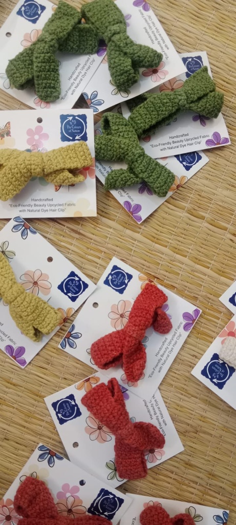 CROCHET HAIRCLIP, TIE, PINK