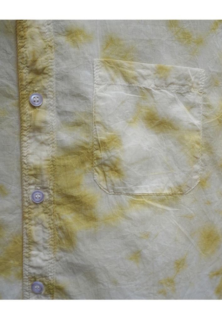 MADRAS SS SHIRT, LIGHT GREEN, SHIBORI CRUSHING, COTTON