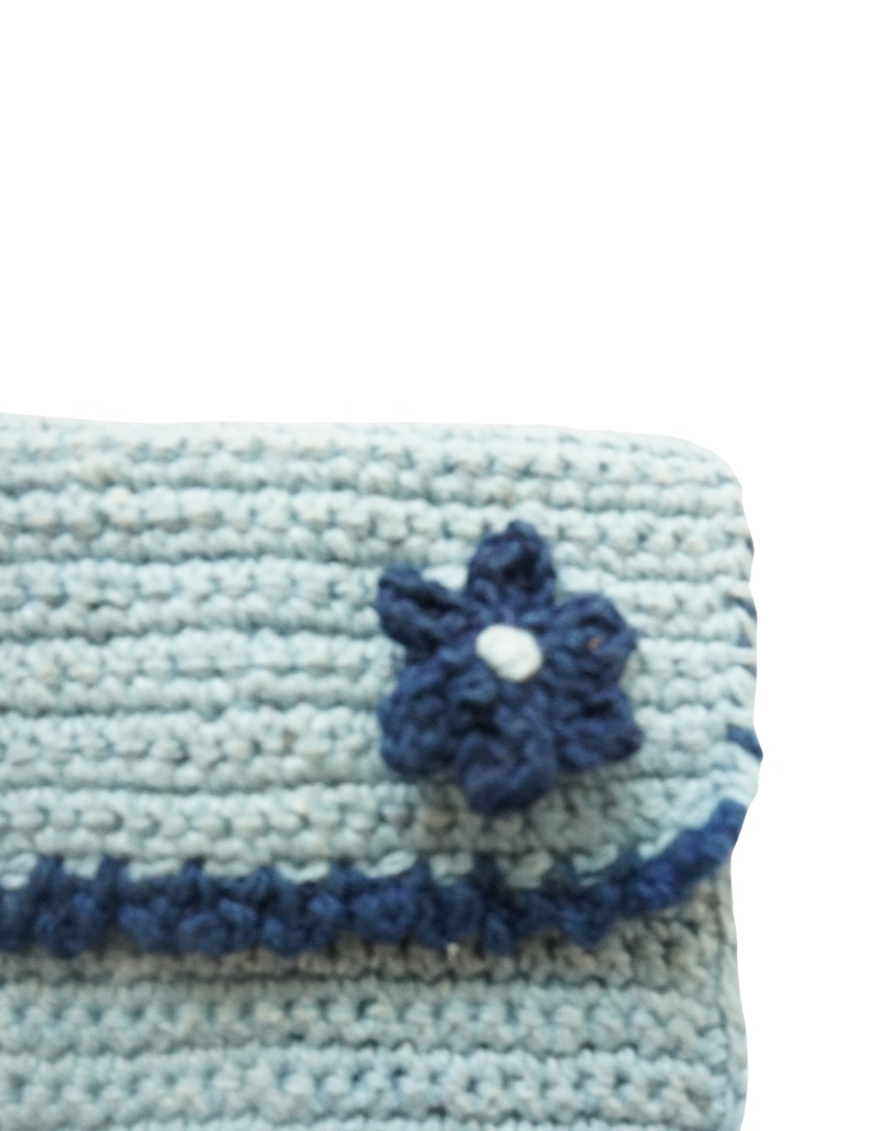 CROCHET POUCH, LIGHT BLUE, COTTON