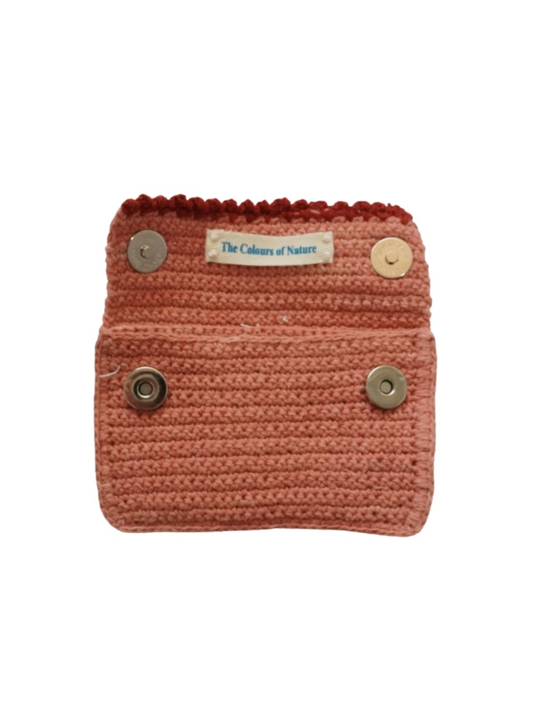 CROCHET POUCH, PINK, COTTON