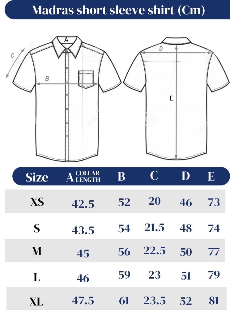 MADRAS SS SHIRT, BLUE C065, REDYED, COTTON