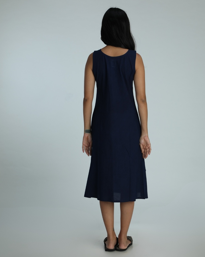 OVERCOAT SET DRESS, DARK BLUE, BATIK, COTTON