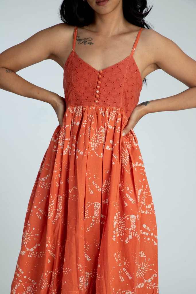 STRAPPY DRESS, PINK, BATIK, COTTON