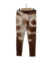 YOGA LEGGINGS, BROWN-WHITE, SHIBORI, COTTON
