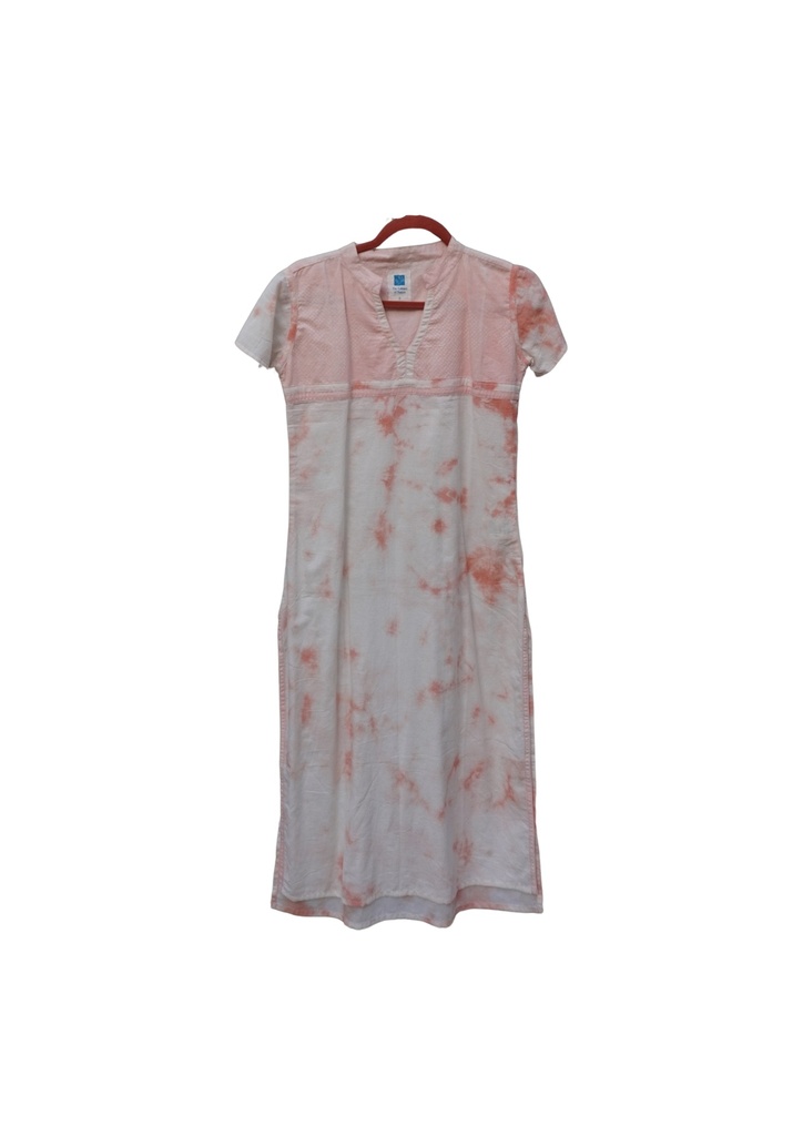 SHANTI KURTA, PINK-WHITE, SHIBORI BATIK, COTTON