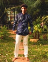 MAO LS SHIRT, BLUE, BATIK_FLOWERS, COTTON