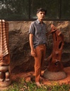 MADRAS SS SHIRT, PURPLE, COTTON