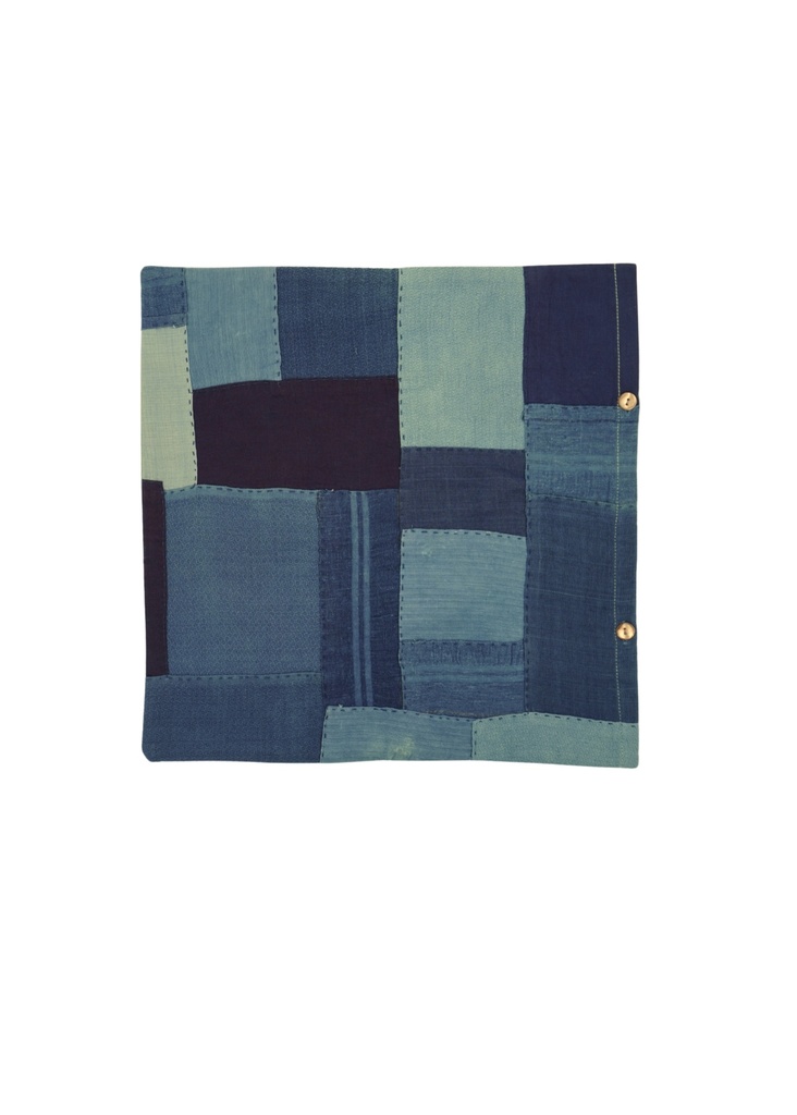 CUSHION COVER, PATCHWORK, LIGHT INDIGO