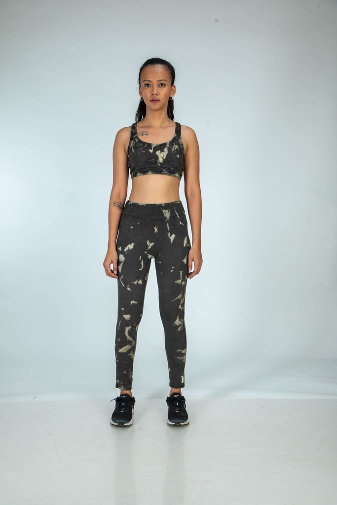 YOGA LEGGINGS, IRON, SHIBORI SPRAY CRUSHING, COTTON