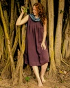 PLEATED DRESS, PURPLE C0200, PLAIN, COTTON