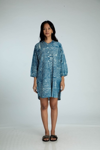 OVERSIZED KURTA, DARK BLUE, BATIK BKC-167, COTTON